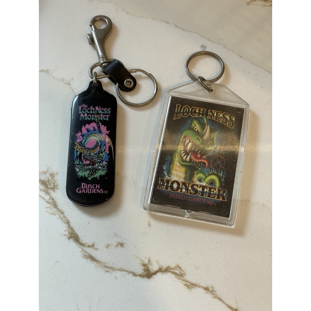 Vtg Busch Gardens Loch Ness Monster Keychains Lot of 2 Rollercoaster Ride 1990s‎